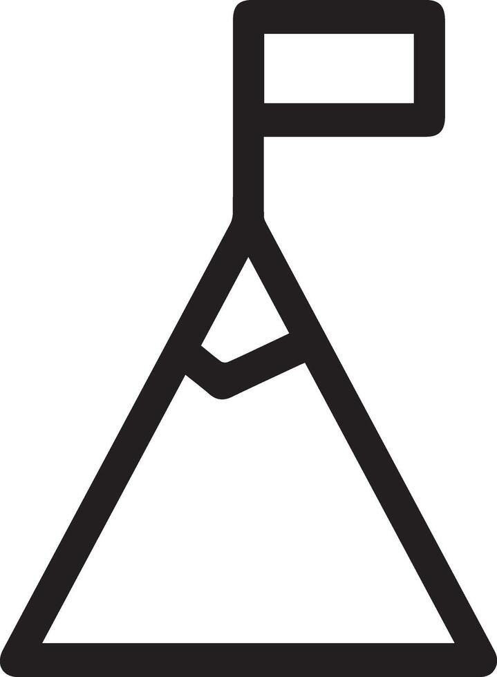 A black and white image of a mountain with a flag on top vector