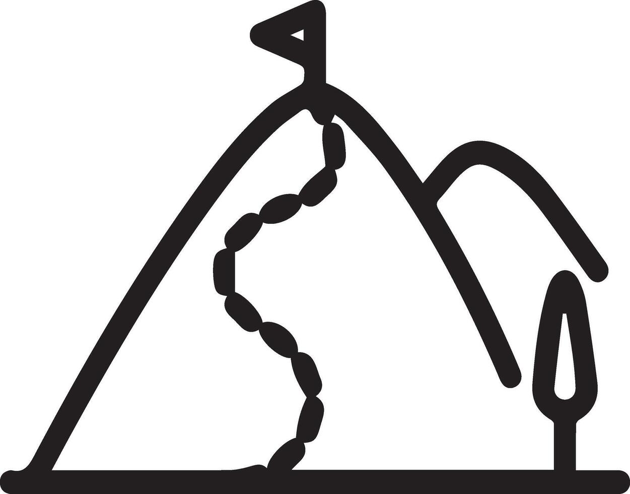 A mountain with a trail and a flag vector