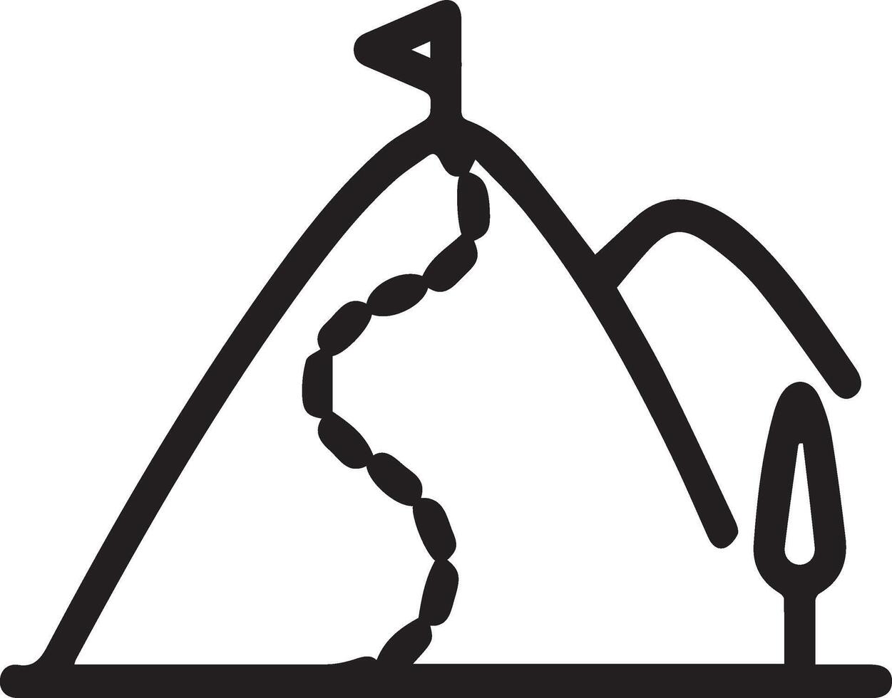 A mountain with a trail and a flag vector