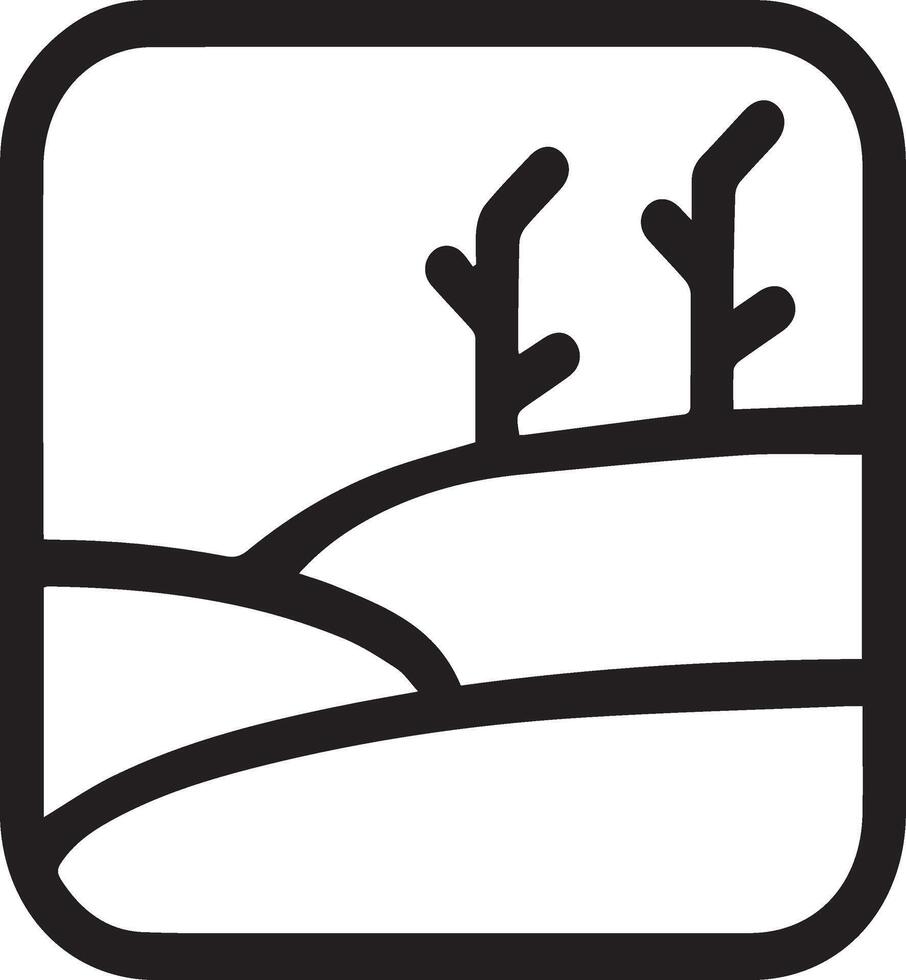 A black and white image of a mountain with trees vector