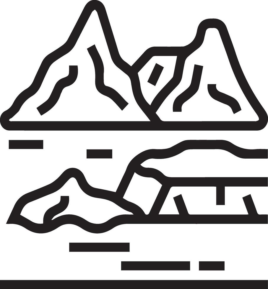 A mountain range with a lake and a mountain vector