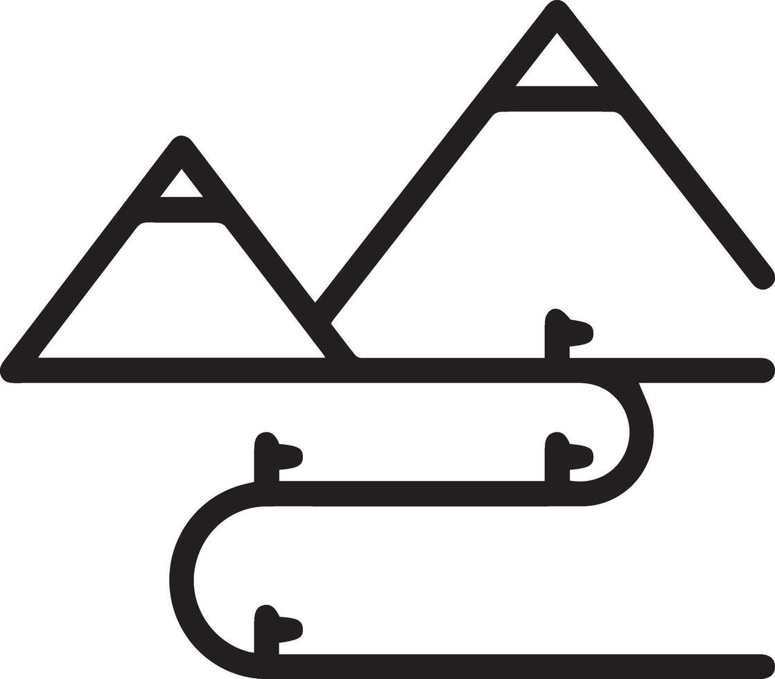 A black and white illustration of a mountain range vector