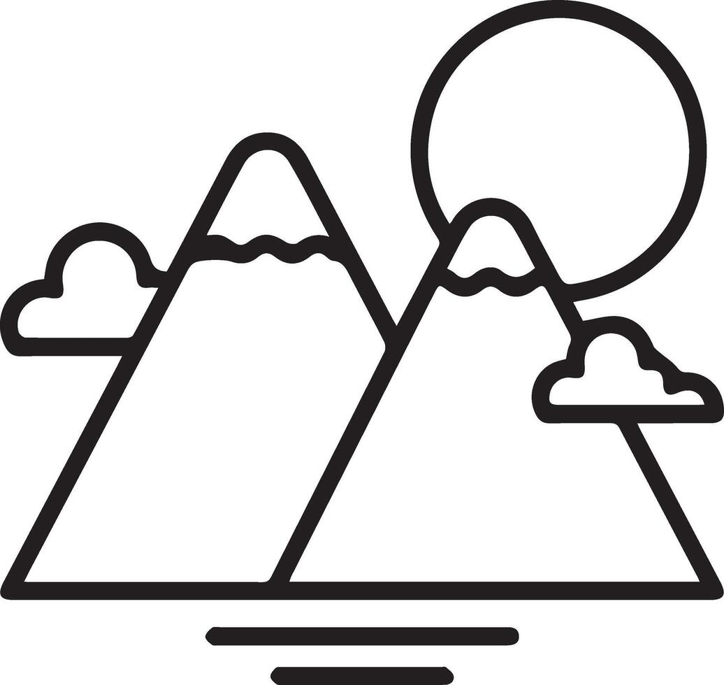 Mountains and clouds line icon vector