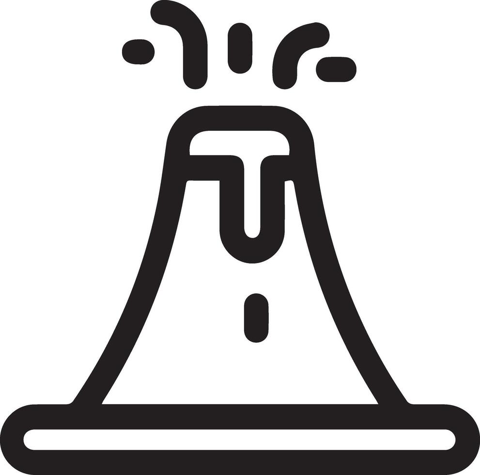A volcano icon with a black and white outline vector