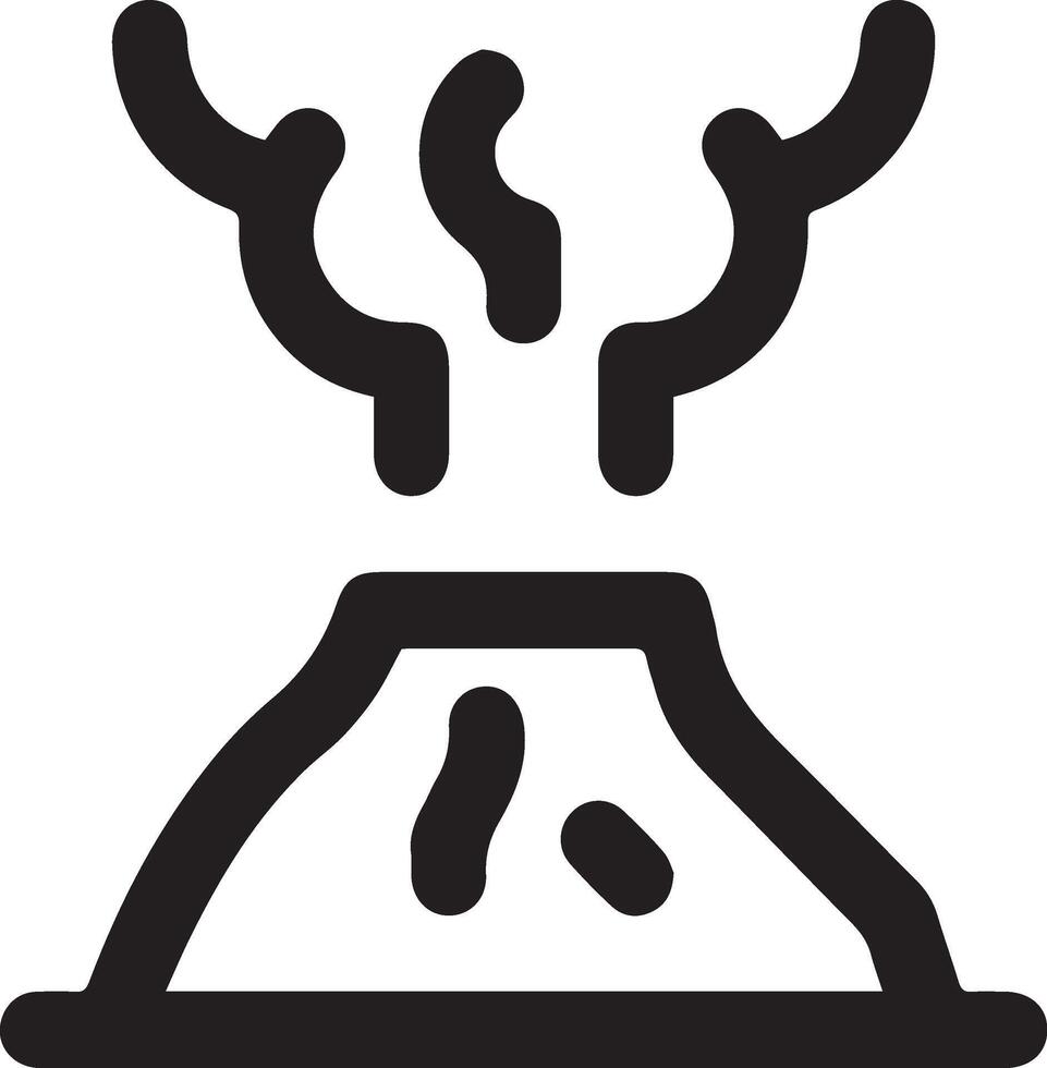 A black and white image of a volcano vector