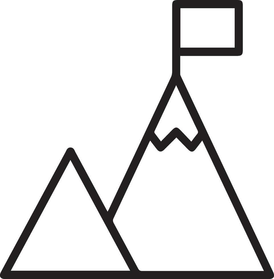 A mountain with a flag on top of it vector