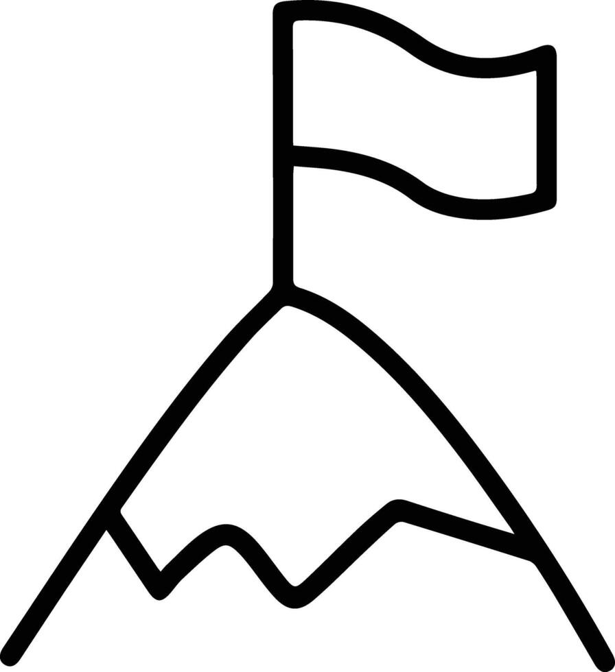 A mountain with a flag on top of it vector