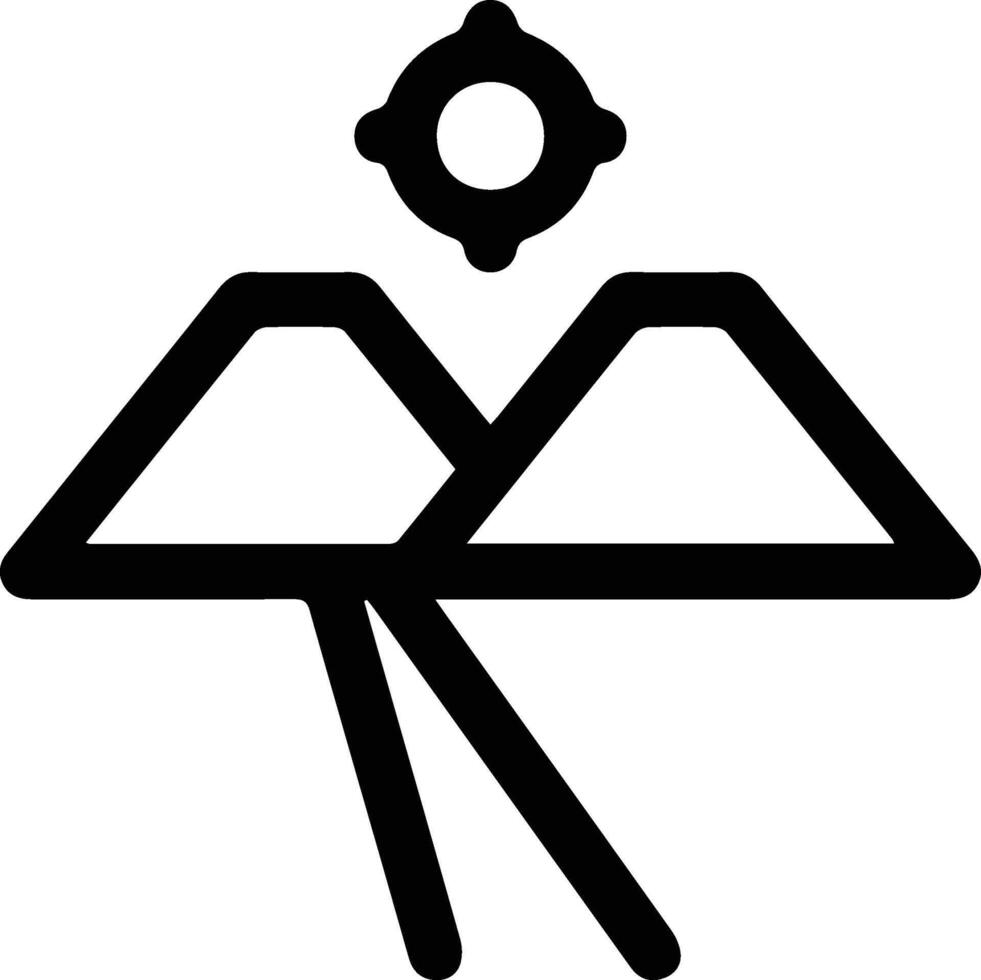 A black and white image of a mountain with a sun vector