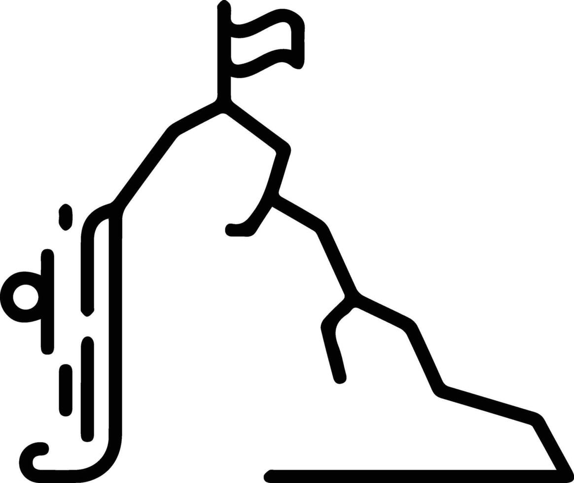 A mountain with a flag on top of it vector