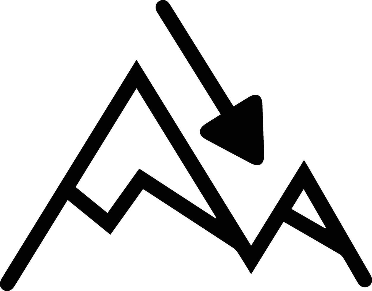 A black and white mountain symbol with arrows pointing up vector