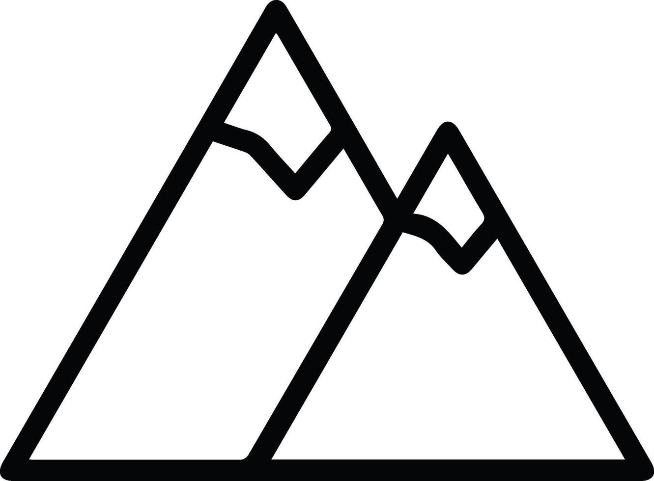 A mountain icon with two peaks vector