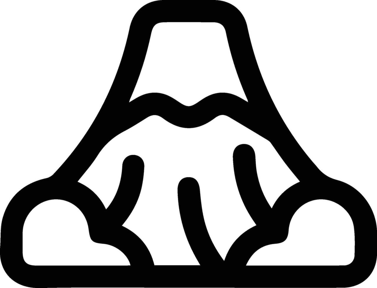 a volcano clipart outline illustration black and white vector