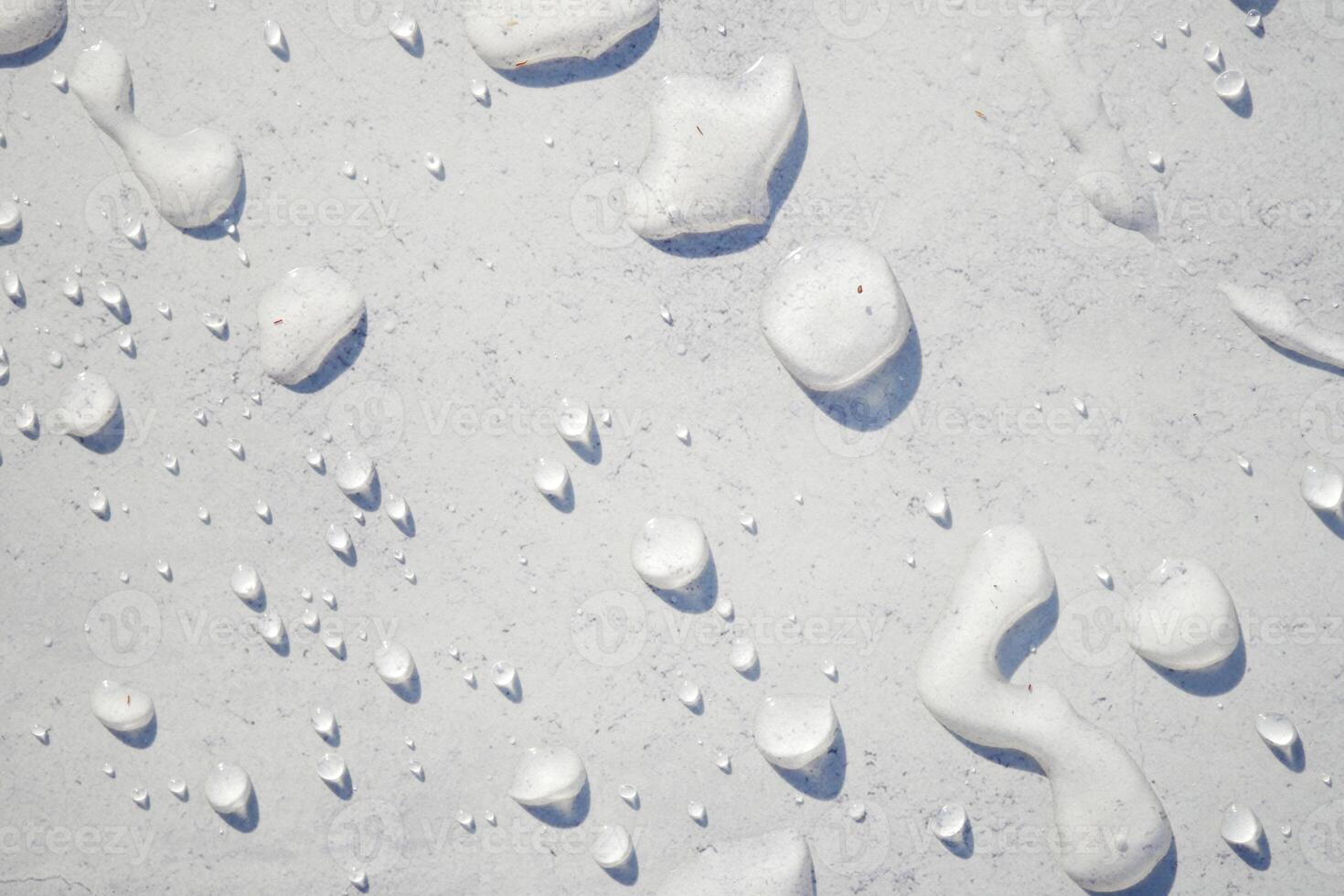 A closeup view capturing the beauty of water droplets resting on a surface photo