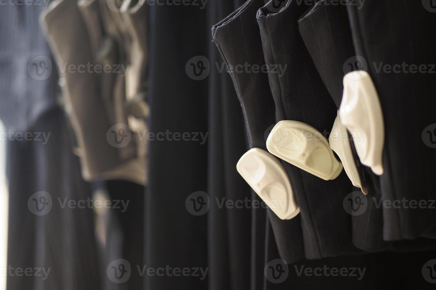Clothing security tag on a shirt , photo