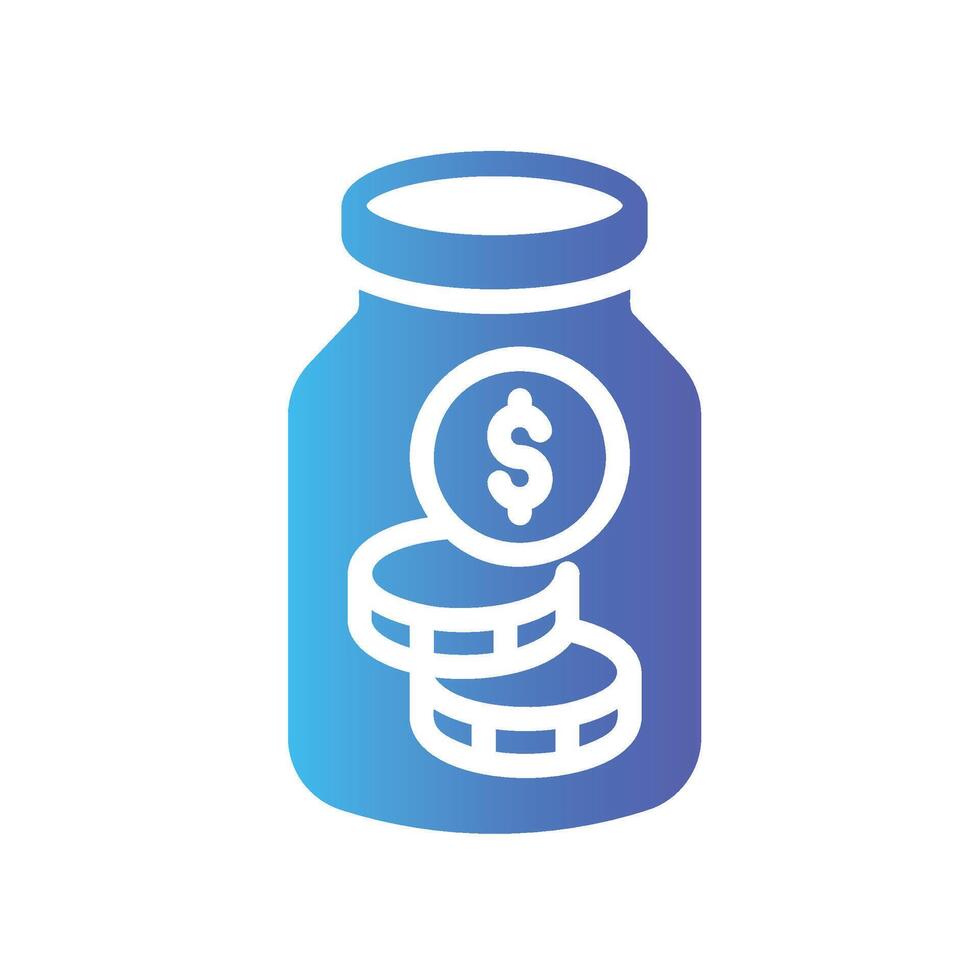 money jar Flat Gradient Icon White Background vector