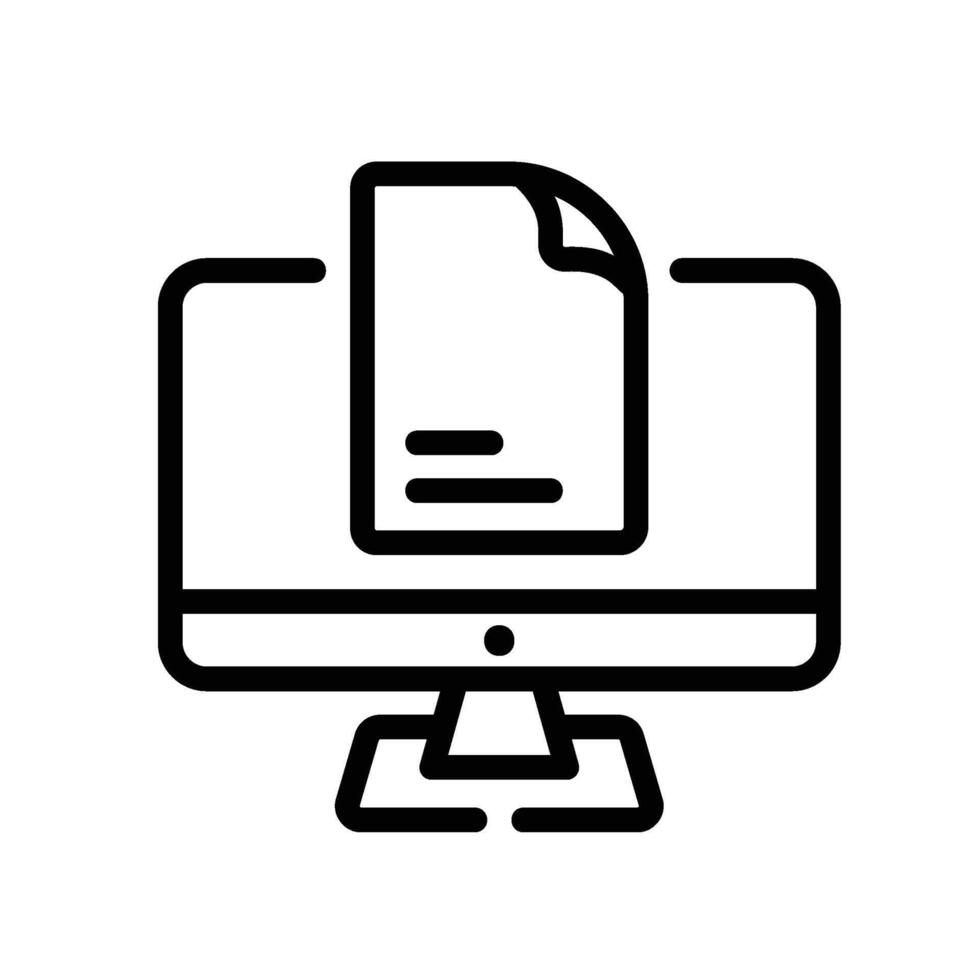 computer Line Icon White Background vector