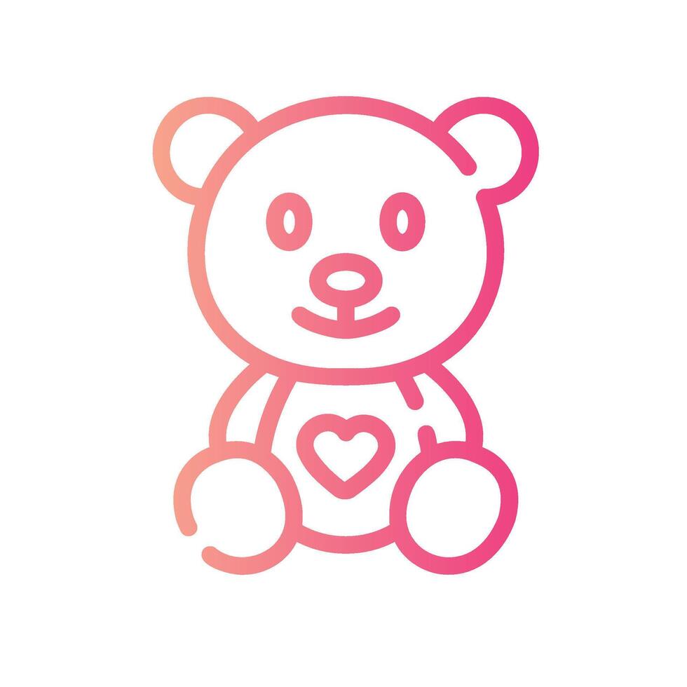 teddy bear Line Gradient Icon White Background vector