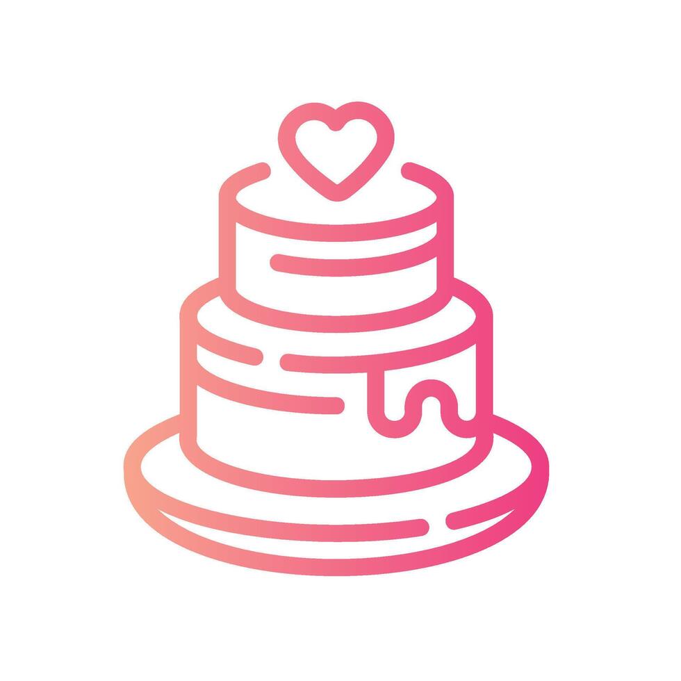 cake Line Gradient Icon White Background vector