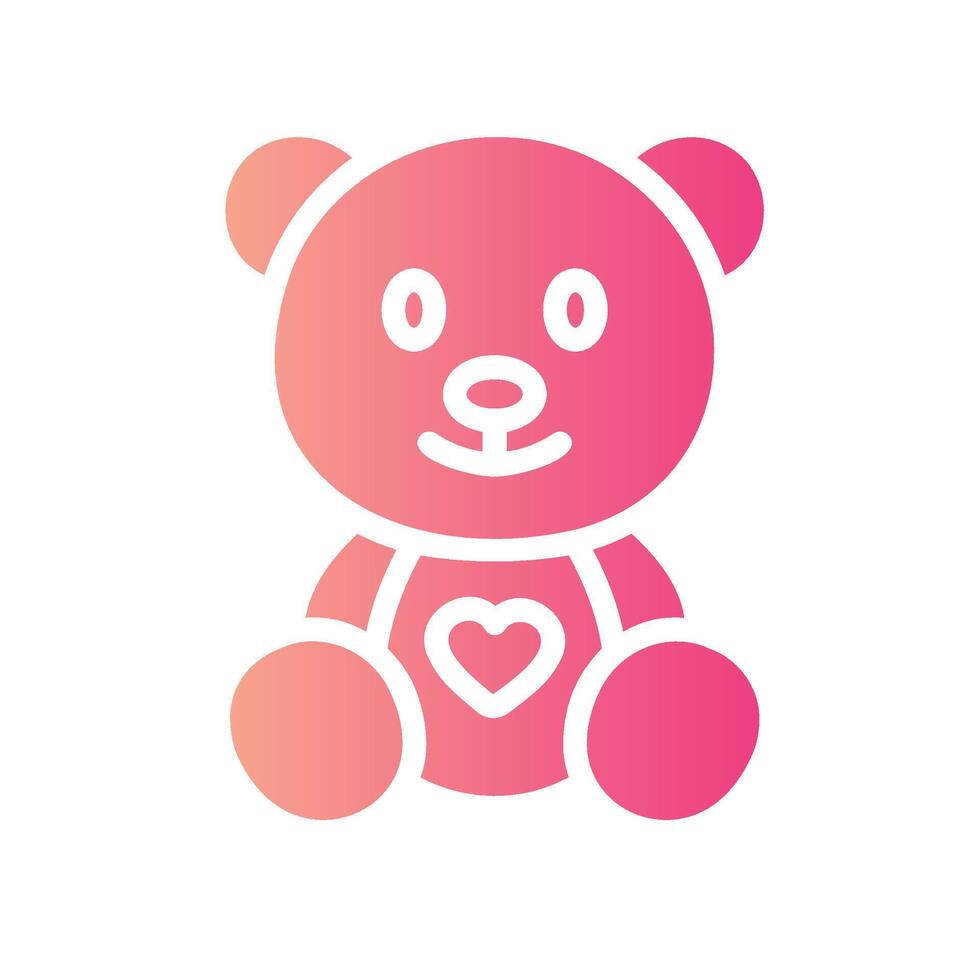 teddy bear Flat Gradient Icon White Background vector