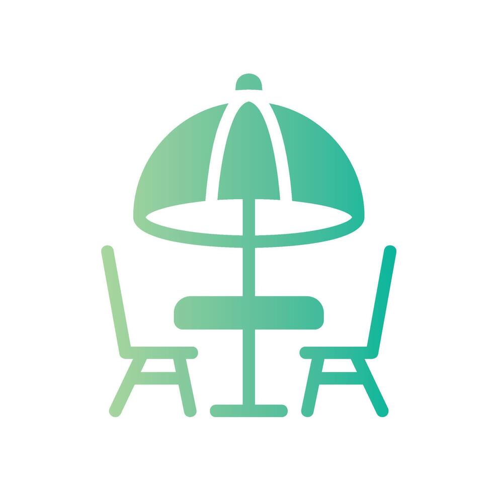picnic tabel Flat Gradient Icon White Background vector