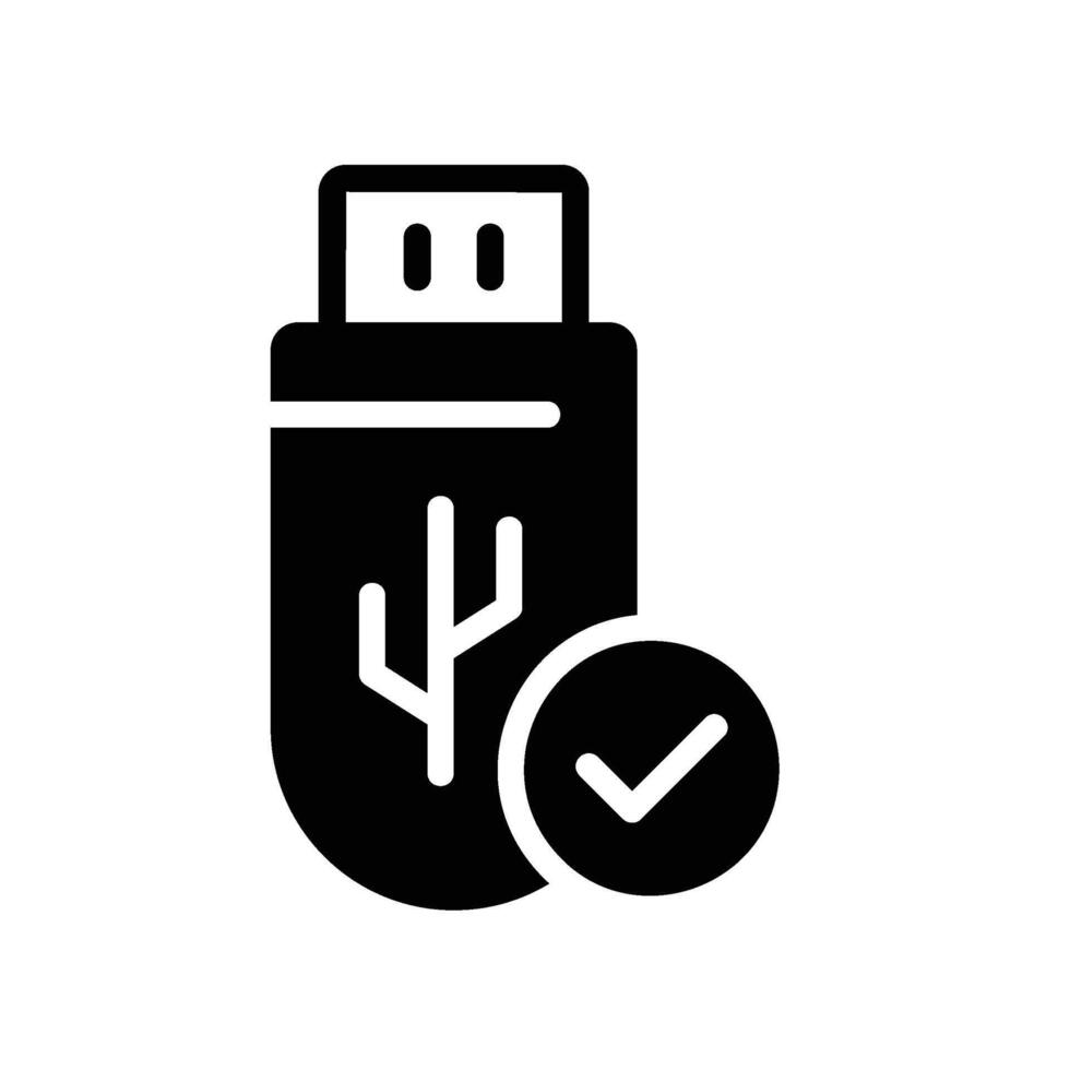 usb Glyph Icon White Background vector