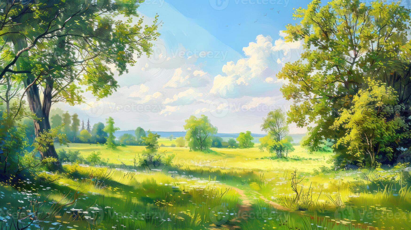 A Winding Path Through a Sunny Meadow photo