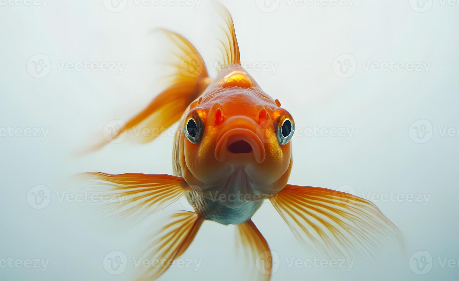 Close-up Portrait of a Golden Fish with Open Mouth photo