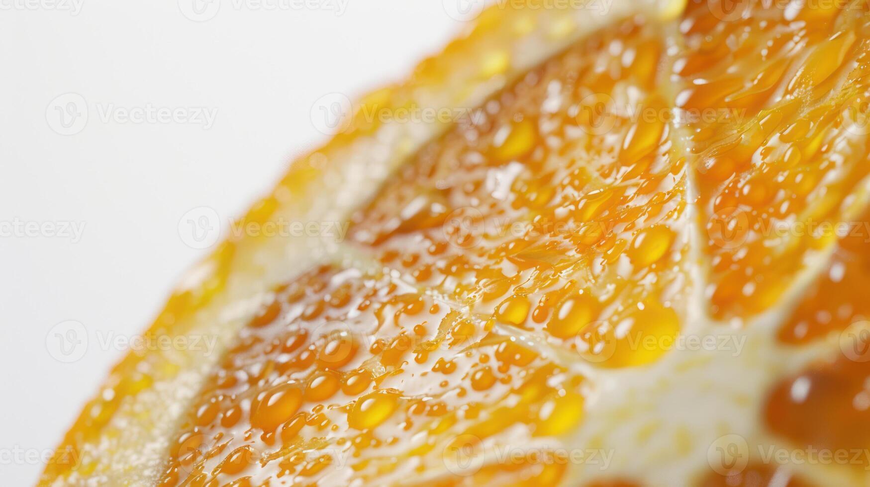 Close-up of an Orange Slice Covered in Water Droplets photo