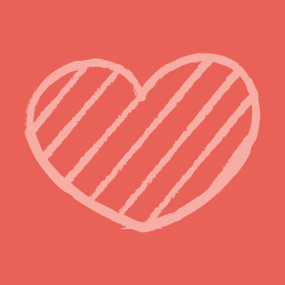 Simple doodle striped heart color vector