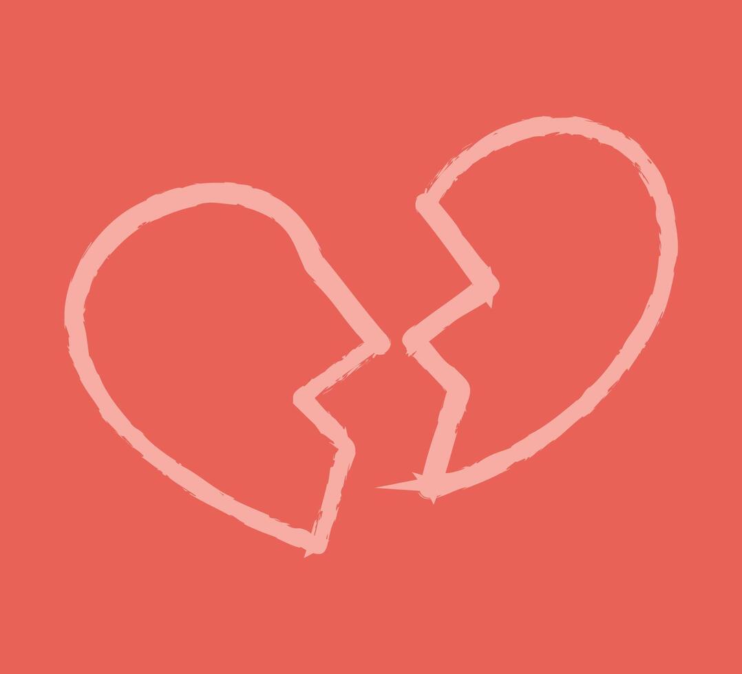 A heart broken into two halves color vector