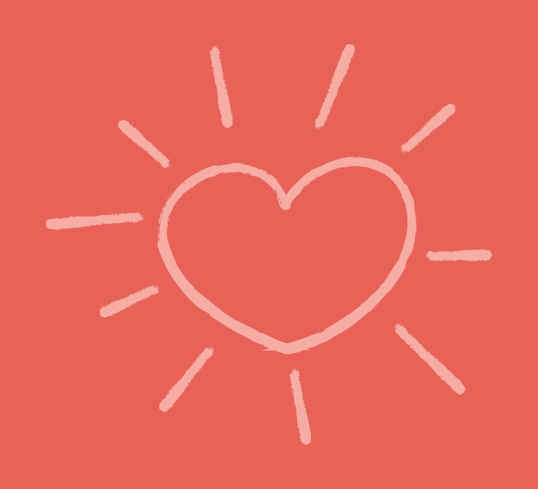 Heart with rays like the sun color vector