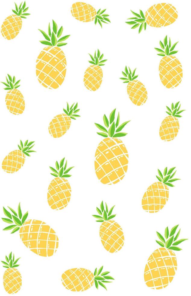 Pineaple pattern on white background textile fabric vector