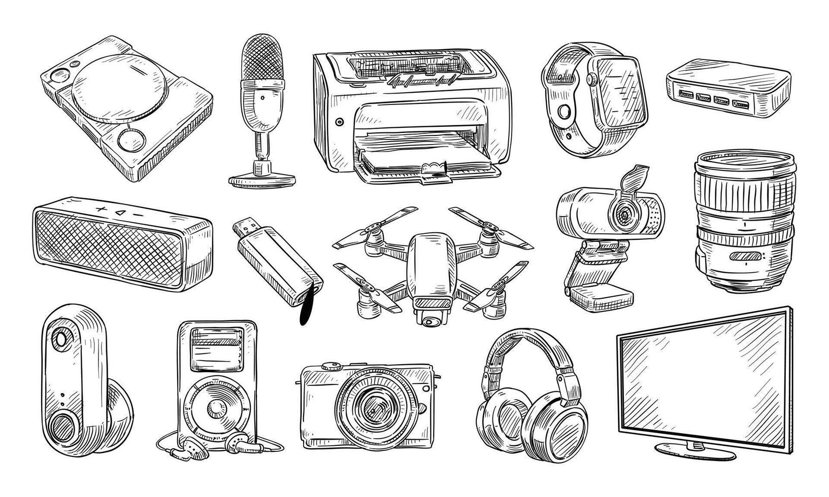 gadget handdrawn collection vector