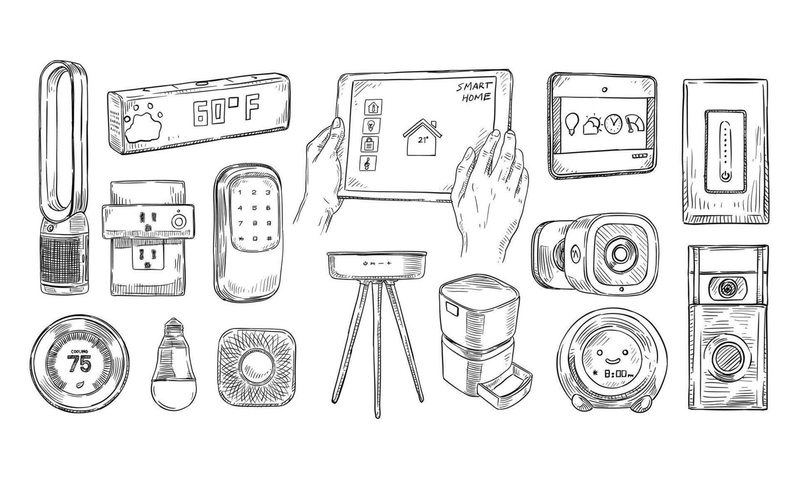 modern smarthome handdrawn collection vector
