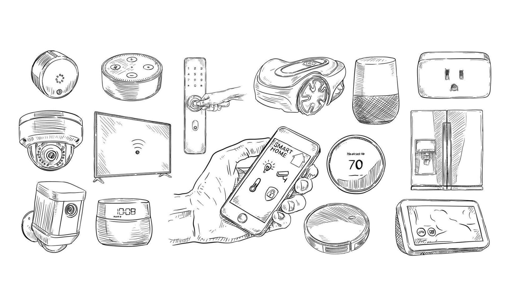 smarthome handdrawn collection vector