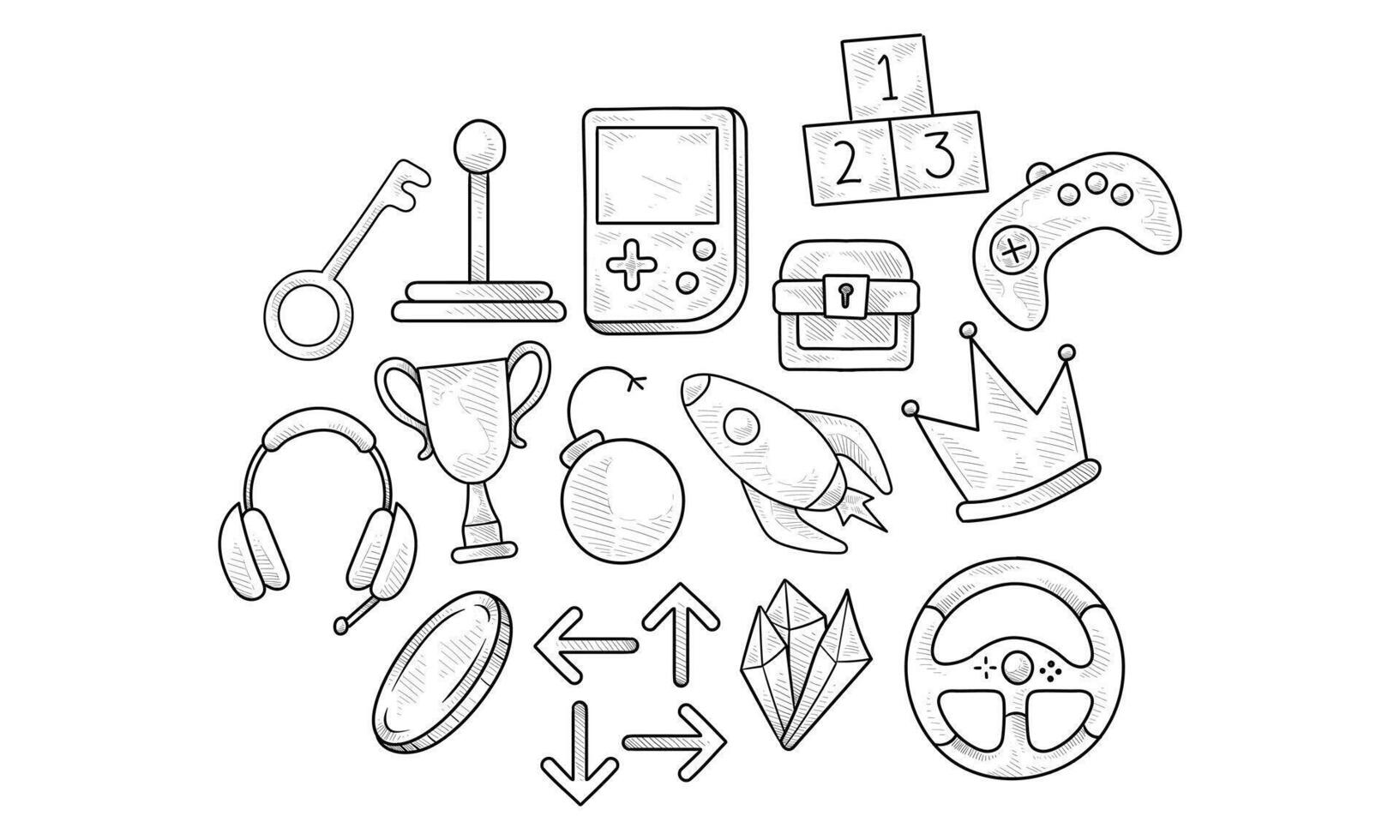 Gaming handdrawn collection vector