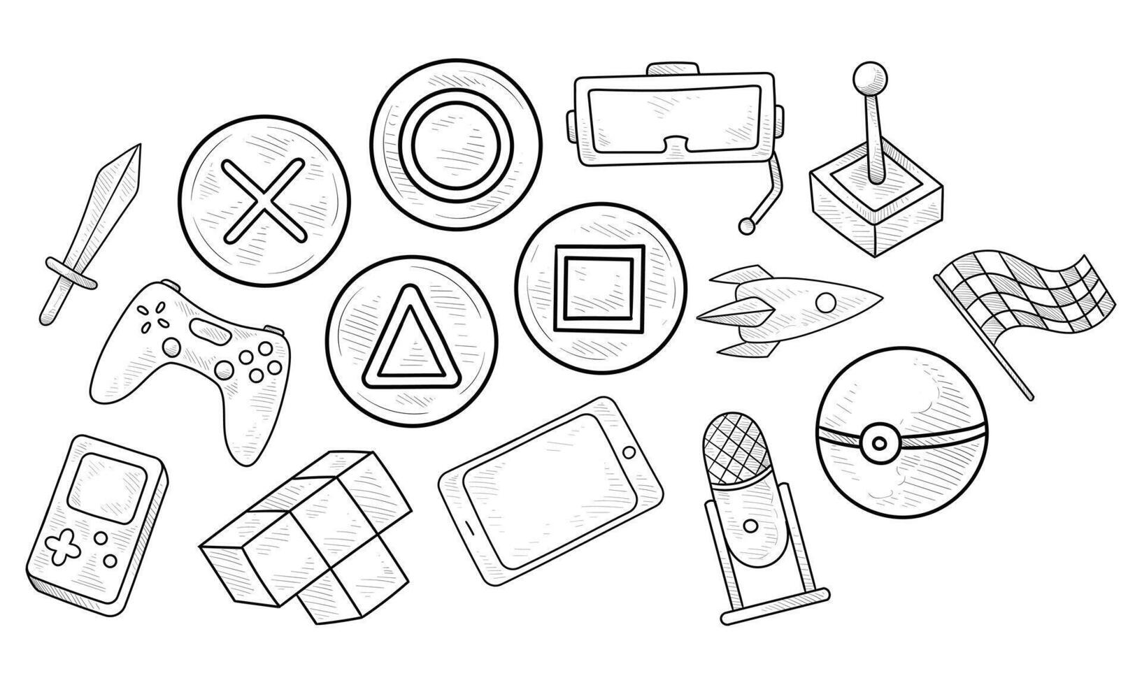 modern game handdrawn collection vector