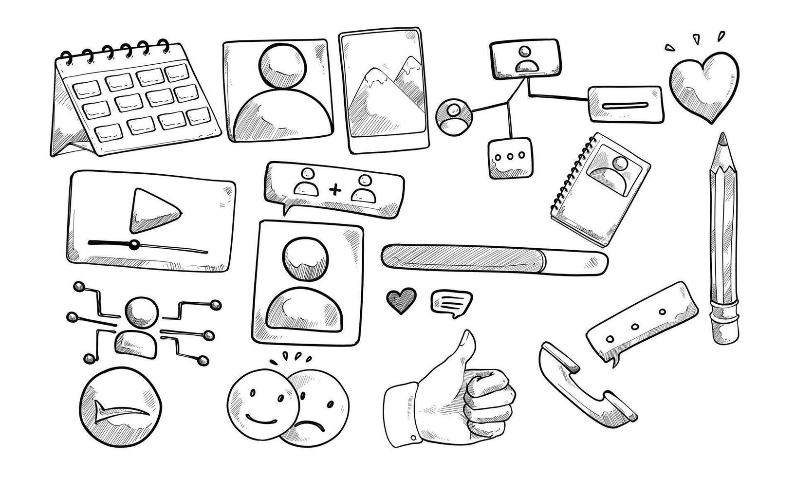Social Media handdrawn collection vector