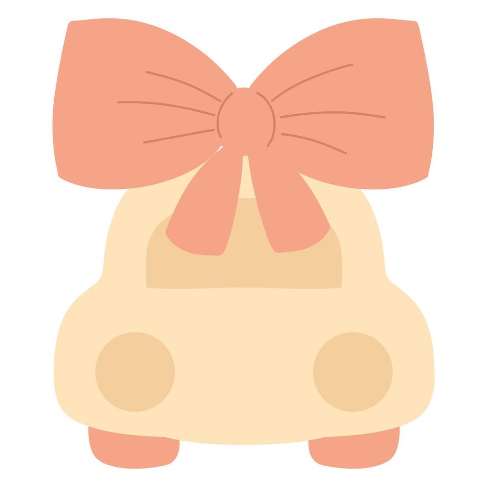 Cute pastel car with tied bow illustration vector