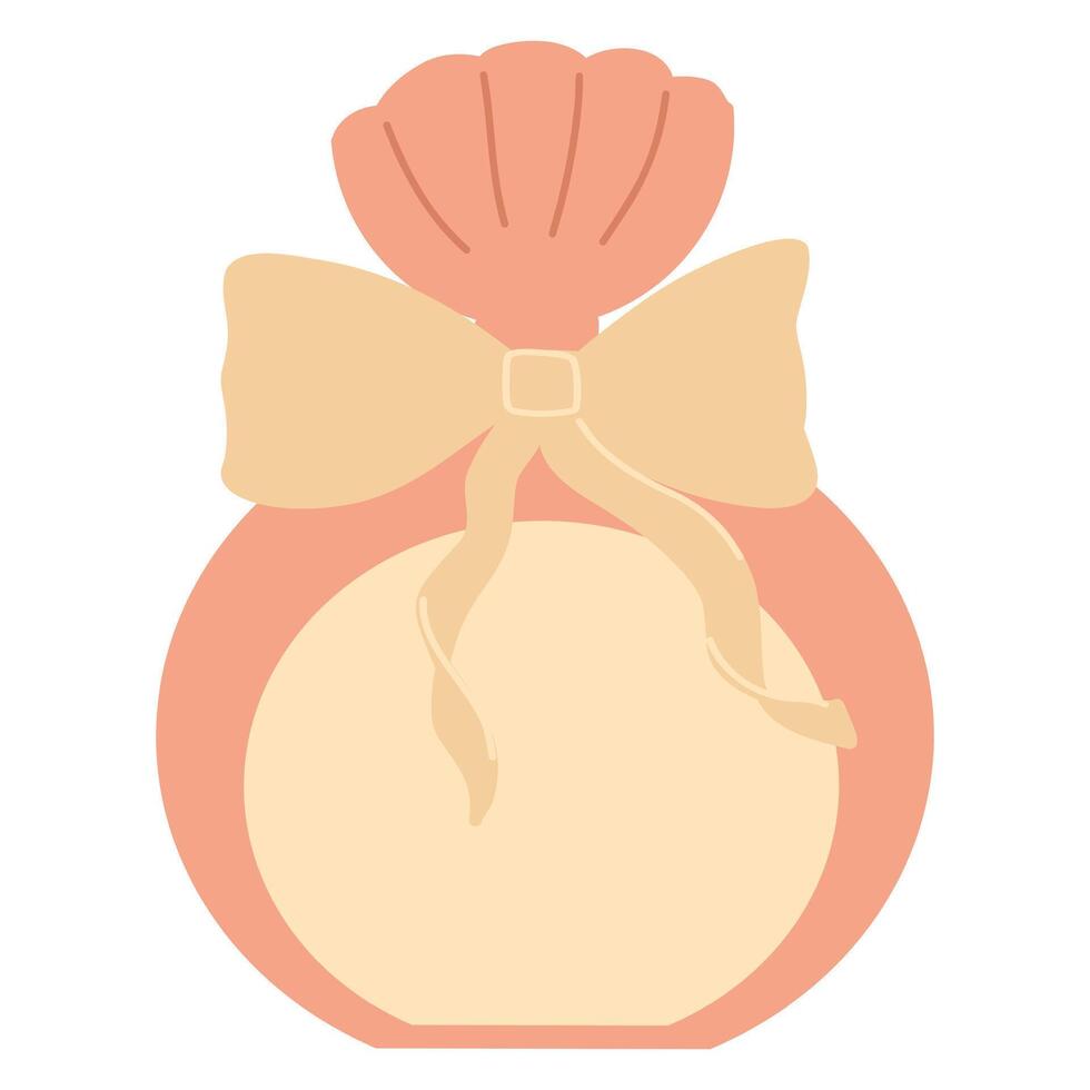 Pastel perfume bottle with tied bow illustration vector