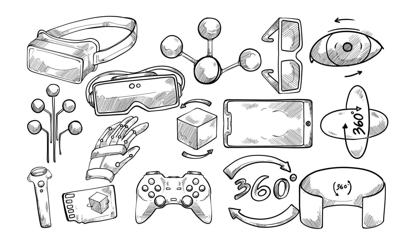Virtual Reality handdrawn collection vector