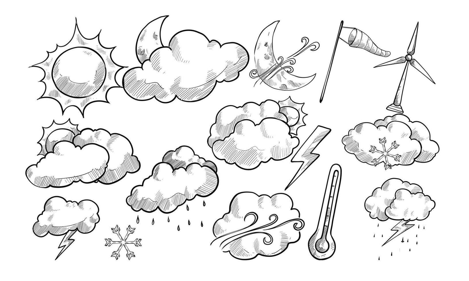 Weather handdrawn collection vector