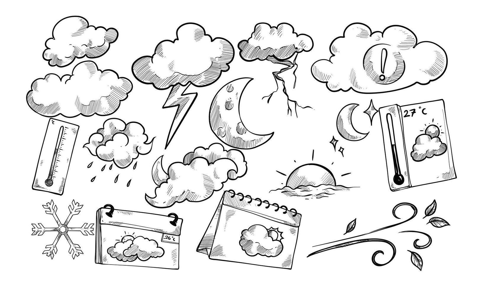 weather forecast handdrawn collection vector