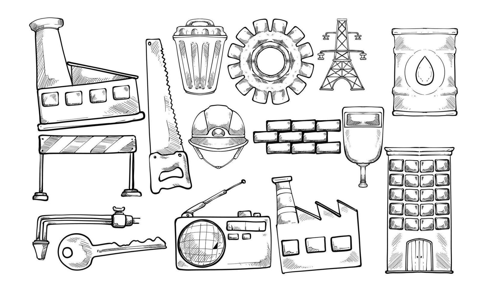 manufacturing technology handdrawn collection vector