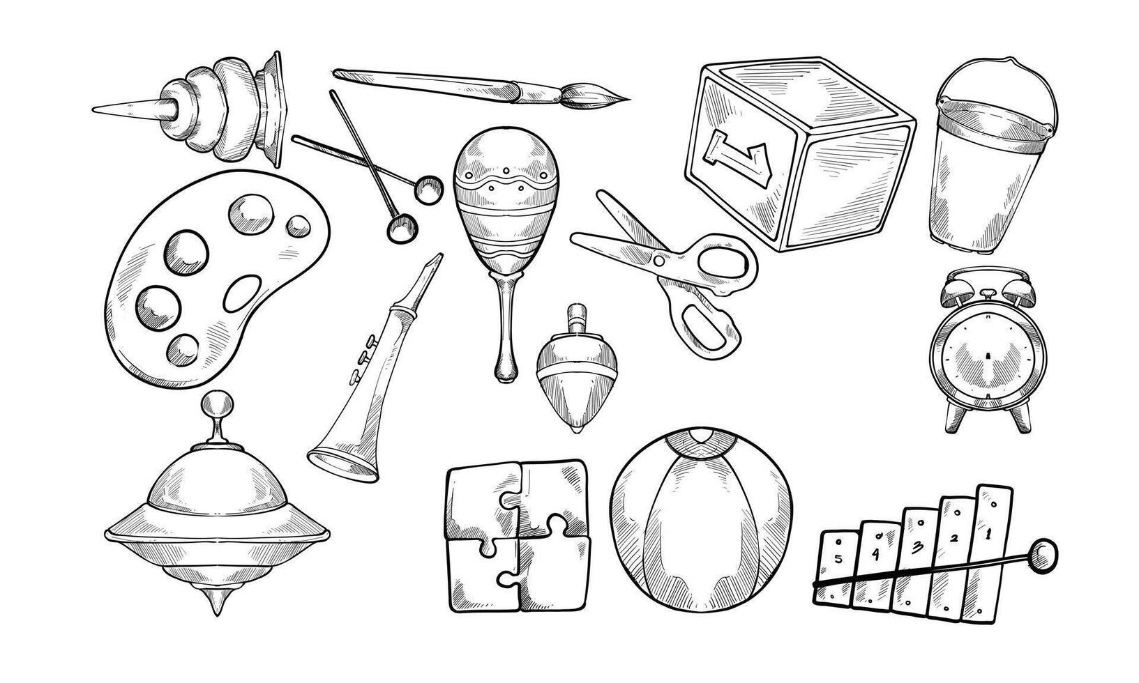 Kindergarten handdrawn collection vector