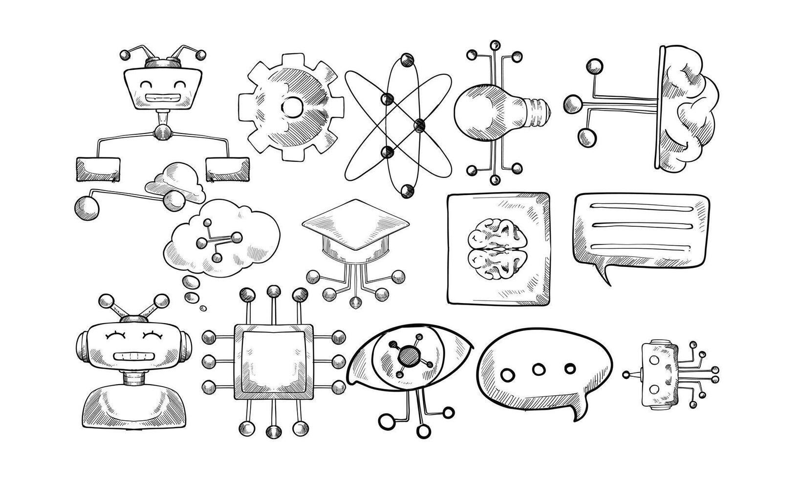 Machine Learning handdrawn collection vector