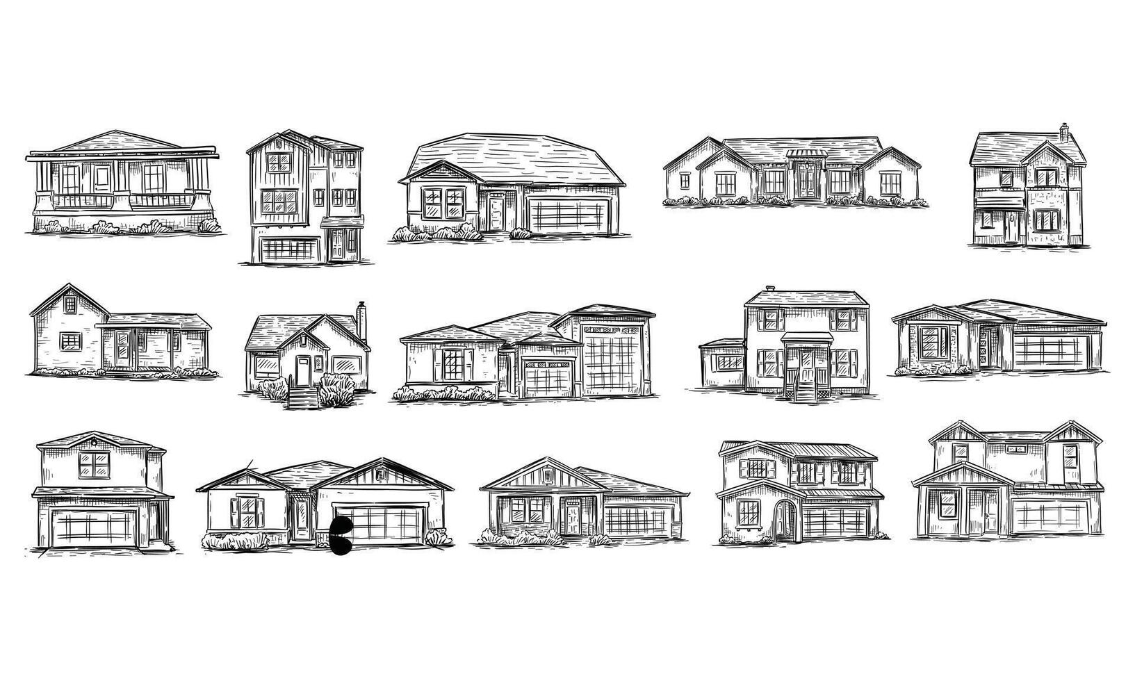 wood house handdrawn collection vector
