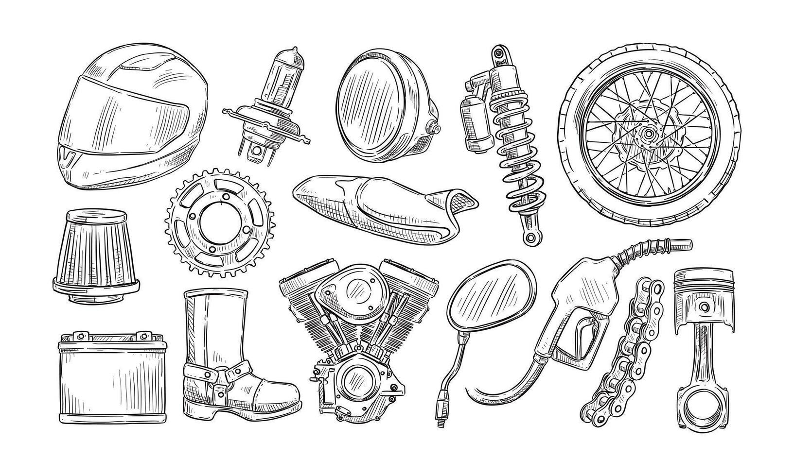motorcycle service handdrawn collection vector