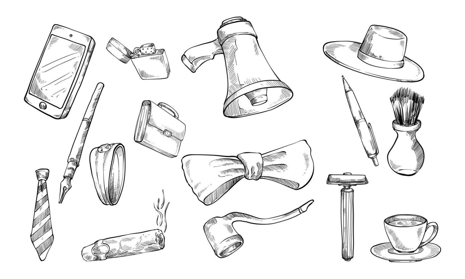 business stuff accessories handdrawn collection vector