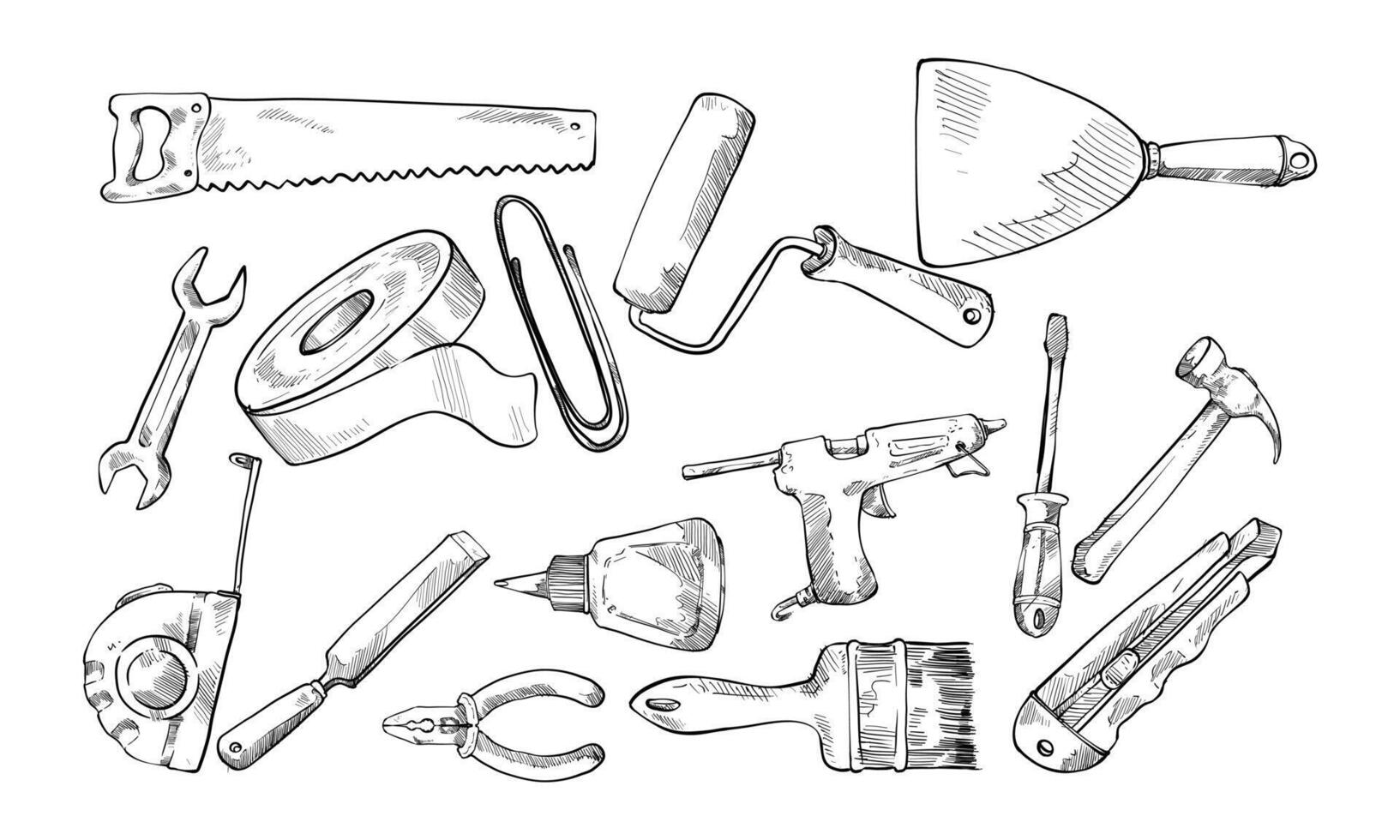 DIY icons handdrawn collection vector